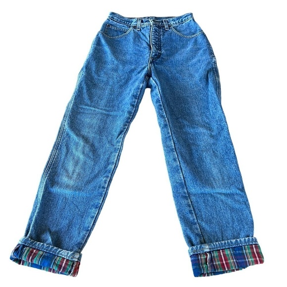 VTG Land’s End Lined High Rise Mom Jeans Women’s Size 6 Festive Plaid GUC USA - Picture 3 of 8